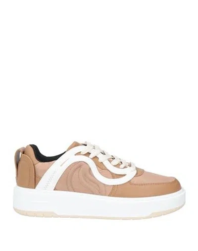 Shop Stella Mccartney Woman Sneakers Camel Size 7 Textile Fibers In Beige