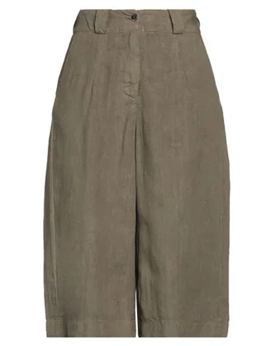 Malo Woman Shorts & Bermuda Shorts Military Green Size 2 Linen In Green