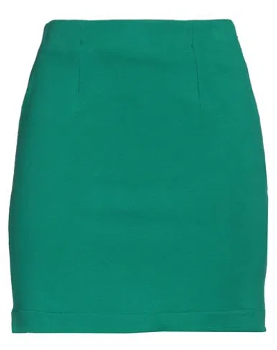 Jijil Woman Mini Skirt Green Size 6 Cotton, Elastane In Green