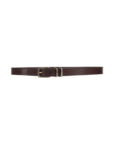 Eleventy Man Belt Dark Brown Size 38 Leather In Brown