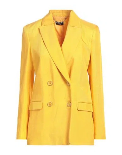 Liu •jo Woman Blazer Yellow Size 10 Viscose, Linen In Yellow