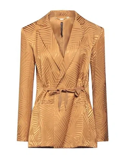 Manila Grace Woman Blazer Camel Size 8 Viscose, Cotton In Beige