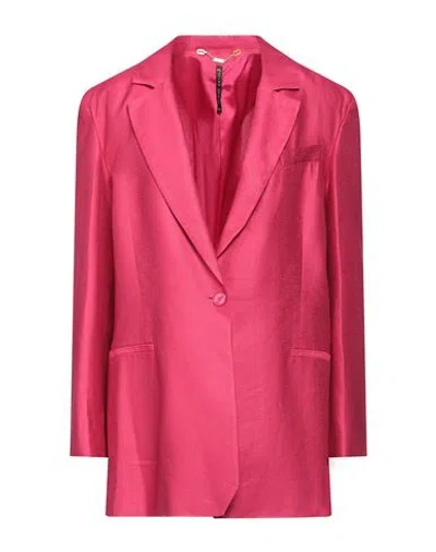 Manila Grace Woman Blazer Fuchsia Size 10 Viscose, Linen, Cotton In Pink