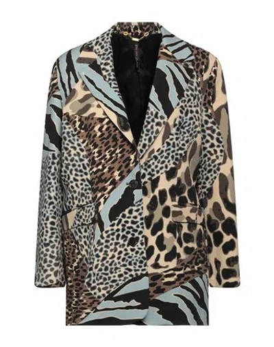 Manila Grace Woman Blazer Beige Size 6 Polyester, Elastane In Beige