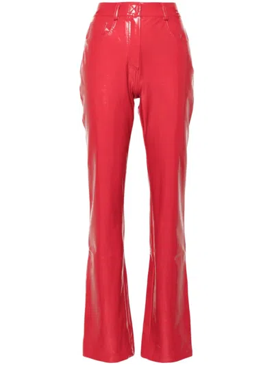 Shop Norma Kamali High-waisted Fla Trousers In Red