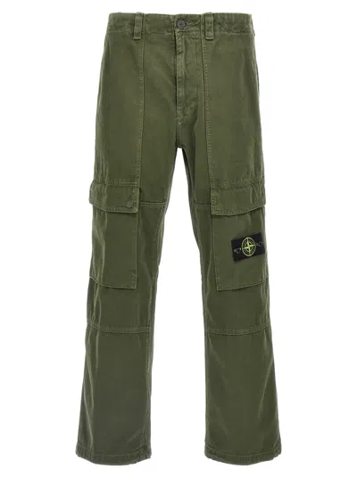 Shop Stone Island Logo Patch Cargo Pants In Green