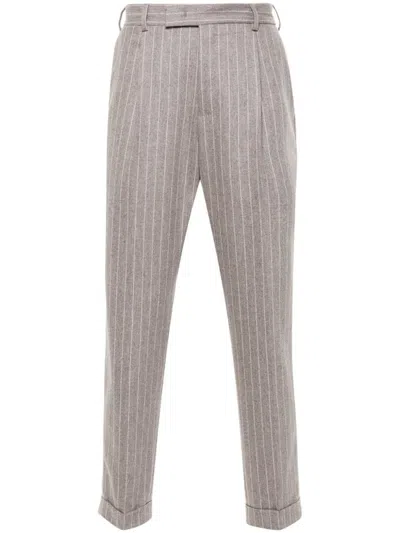 Shop Pt Torino Pinstripe In Virgin Wool Trousers In Grey