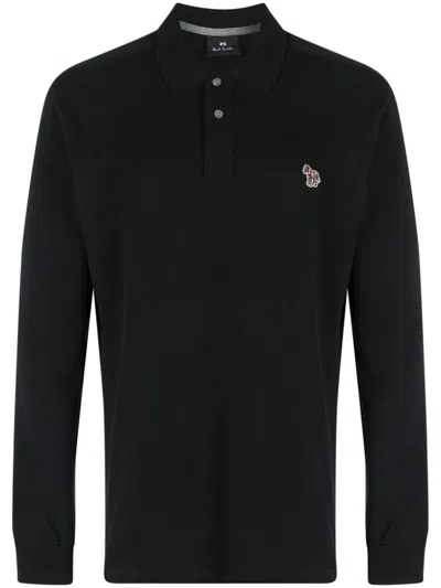 Shop Ps By Paul Smith Organic Cotton Polo With Zebra Print In Black