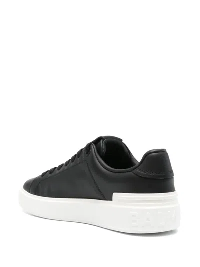 Balmain B Court Sneakers In Black Calfskin In Black