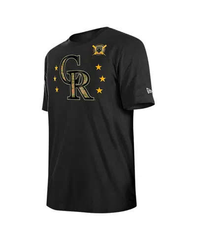 New Era Men's Black Colorado Rockies 2024-armed Forces Day T-shirt In Black