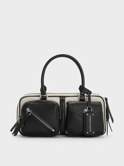 Charles & Keith - Thora Canvas Multi-pocket Bowling Bag In Multi