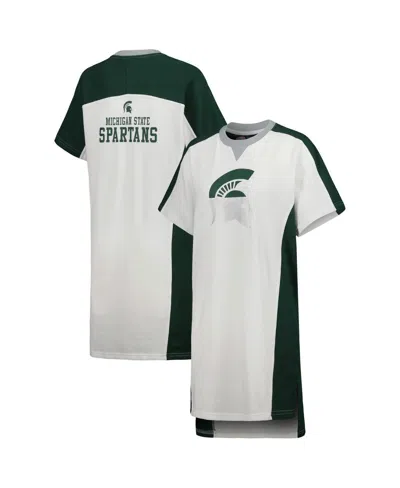 Shop G-iii 4her By Carl Banks Women's White Michigan State Spartans Home Run T-shirt Dress In White,green