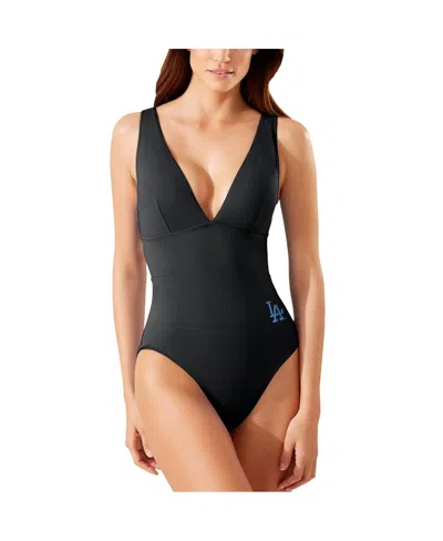 Tommy Bahama Women's Black Ohio State Buckeyes Palm Modern V-neck One-piece Swimsuit In Black