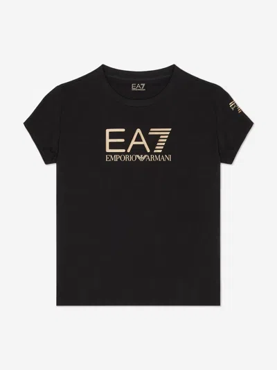 Shop Ea7 Emporio Armani Girls Logo T-shirt In Black