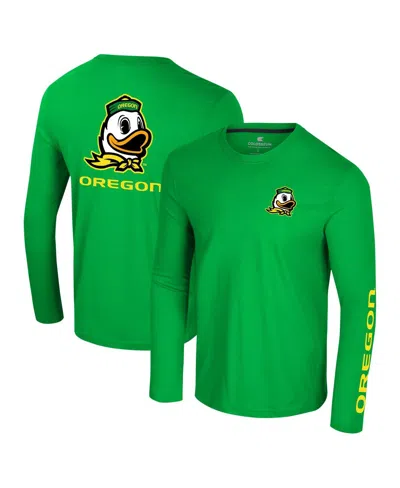 Colosseum Men's Green Oregon Ducks Logo Lockup 3-hit Active Blend Long Sleeve T-shirt In Green