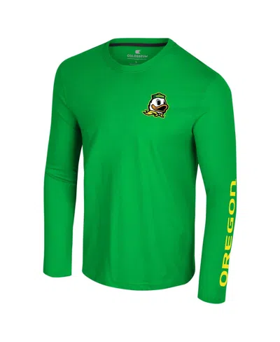 Colosseum Men's Green Oregon Ducks Logo Lockup 3-hit Active Blend Long Sleeve T-shirt In Green