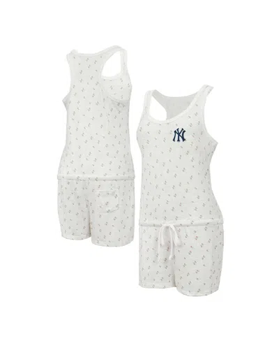 Concepts Sport Women's Cream New York Yankees Gardner Hacci Knit Romper In Cream
