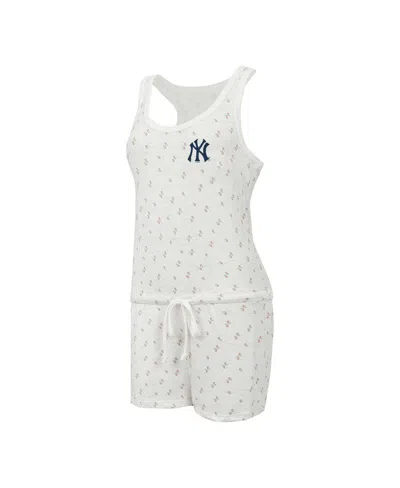 Concepts Sport Women's Cream New York Yankees Gardner Hacci Knit Romper In Cream
