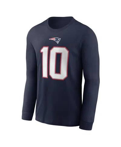 Nike Men's Mac Jones Navy New England Patriots Player Name Number Long Sleeve T-shirt In Navy