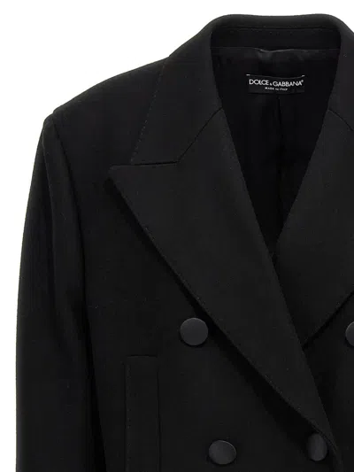 Dolce & Gabbana Oversize Double-breasted Wool Baize Jacket In Black