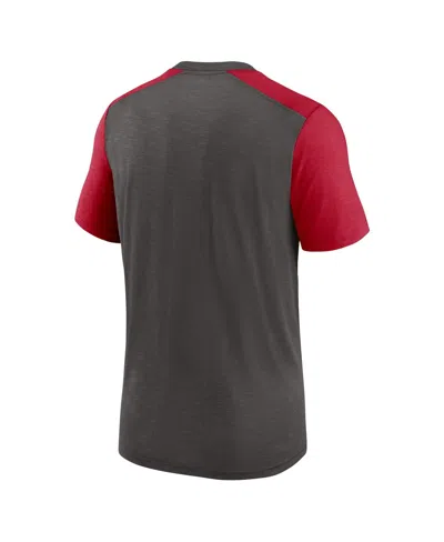 Nike Men's Heathered Pewter/heathered Red Tampa Bay Buccaneers Color Block Team Name T-shirt In Pewter,heather Red