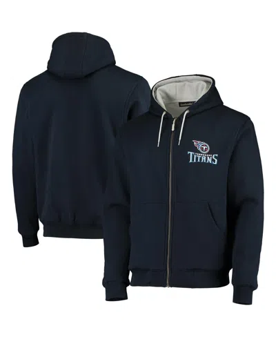 Dunbrooke Men's Navy Tennessee Titans Craftsman Thermal-lined Full-zip Hoodie In Navy Gray