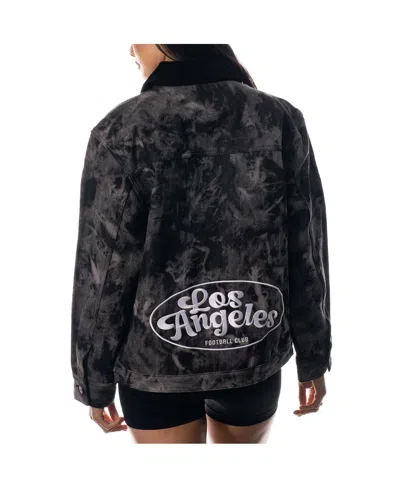 The Wild Collective Women's Black Lafc Tie-dye Button-up Denim Jacket In Black