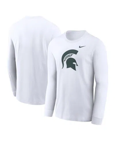 Nike White Michigan State Spartans School Logo Legend Performance Long Sleeve T-shirt In White