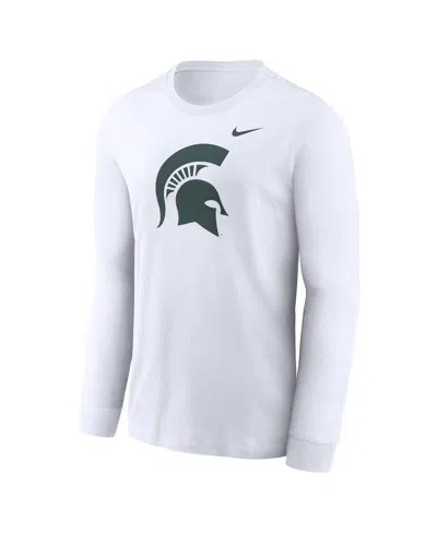 Nike White Michigan State Spartans School Logo Legend Performance Long Sleeve T-shirt In White