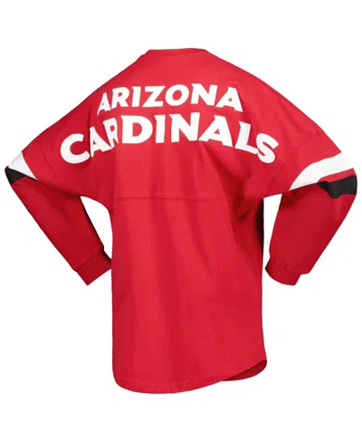 Fanatics Women's Cardinal Arizona Cardinals Spirit Jersey Lace-up V-neck Long Sleeve T-shirt In Cardinal