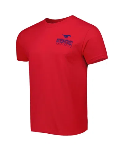 Image One Men's Red Smu Mustangs Logo Campus Icon T-shirt In Red