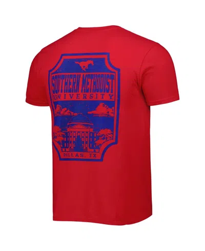 Image One Men's Red Smu Mustangs Logo Campus Icon T-shirt In Red