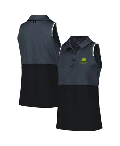 Under Armour Women's Graphite John Deere Classic Playoff Heather Block Sleeveless Polo In Graphite