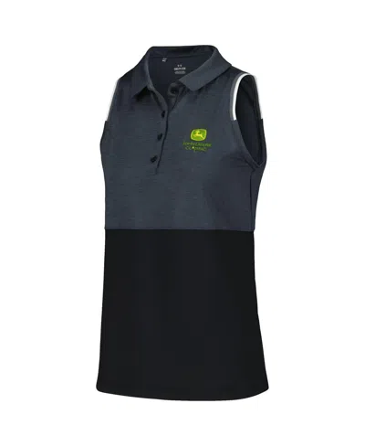 Under Armour Women's Graphite John Deere Classic Playoff Heather Block Sleeveless Polo In Graphite