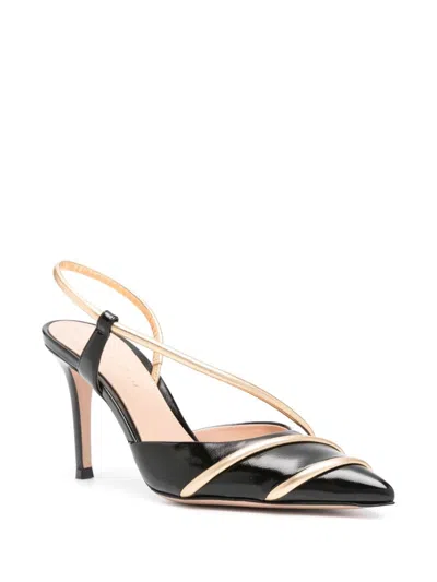 Gianvito Rossi Elegant Pointed Toe Leather Slingbacks With Stiletto Heel In 黑色