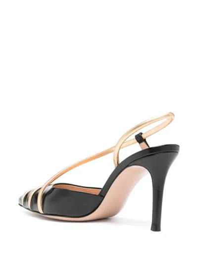 Gianvito Rossi Elegant Pointed Toe Leather Slingbacks With Stiletto Heel In 黑色