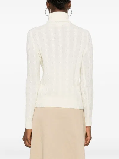 Polo Ralph Lauren Cable-knit Wool-cashmere Blend Turtleneck Sweater In White