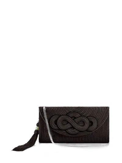 Shop Shanghai Tang Braided Knot Clutch Bag In 黑色