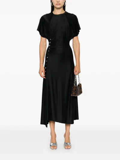 Rabanne Black Draped Press-stud Dress In 黑色