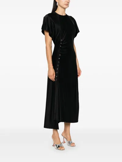 Rabanne Black Draped Press-stud Dress In 黑色