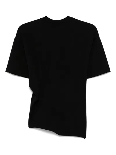 Seen Users Suspended-rose Asymmetrical T-shirt In 黑色
