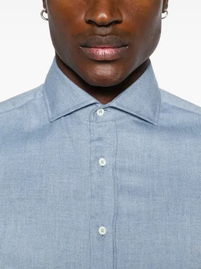 Brunello Cucinelli Herringbone Shirt In 蓝色