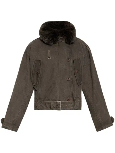 Kenzo Faux Fur Jacket In Dove Grey