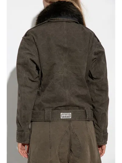 Kenzo Faux Fur Jacket In 灰色
