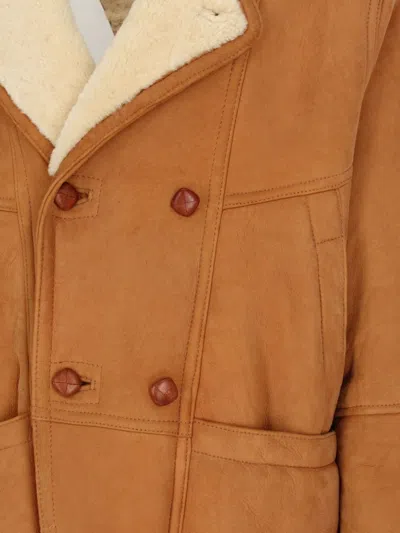 Pre-owned A.n.g.e.l.o. Vintage Cult 1980s  Shearling-trim Coat In 橘色