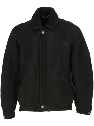 Pre-owned A.n.g.e.l.o. Vintage Cult 1980s  Suede Bomber Jacket In 黑色