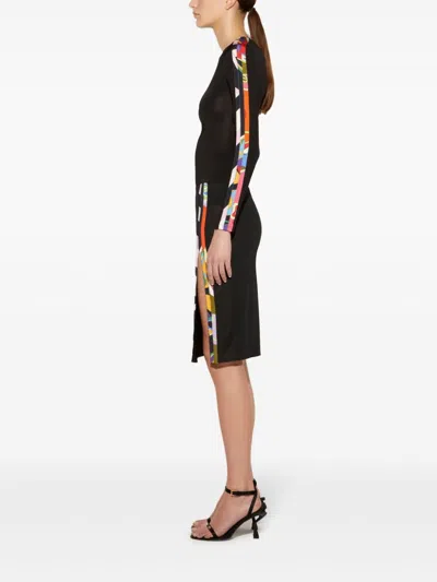 Pucci Orchidee/iride-print Pencil Skirt In 黑色