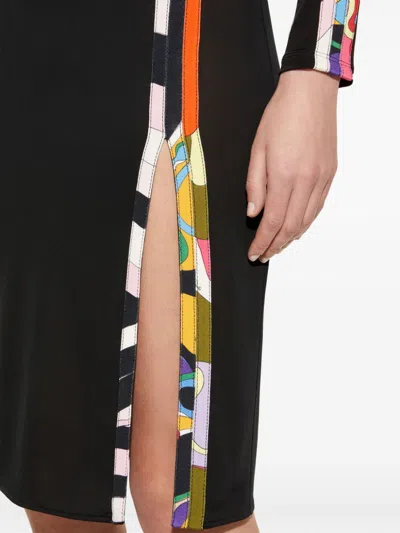 Pucci Orchidee/iride-print Pencil Skirt In 黑色