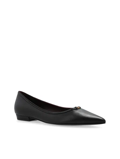 Tory Burch Double T Buckle Pointed-toe Flat In 黑色
