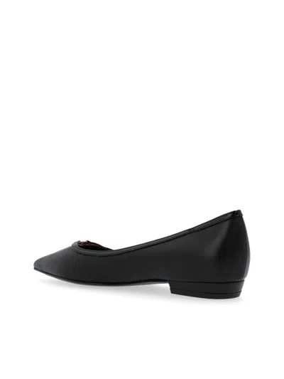 Tory Burch Double T Buckle Pointed-toe Flat In 黑色